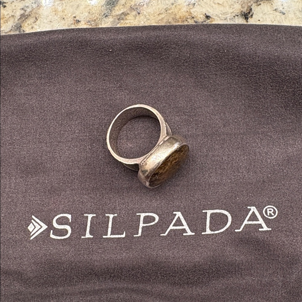 Silpada Silver Ring with Earthy Brown Stone - Picture 2 of 4